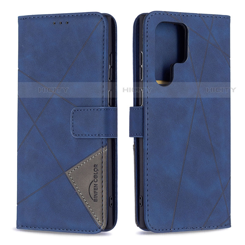 Coque Portefeuille Livre Cuir Etui Clapet B02F pour Samsung Galaxy S23 Ultra 5G Bleu Plus