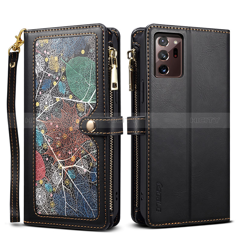 Coque Portefeuille Livre Cuir Etui Clapet B02S pour Samsung Galaxy Note 20 Ultra 5G Noir Plus