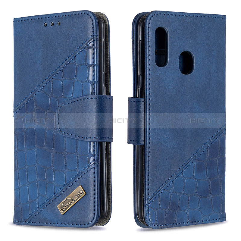 Coque Portefeuille Livre Cuir Etui Clapet B03F pour Samsung Galaxy A20e Bleu Plus