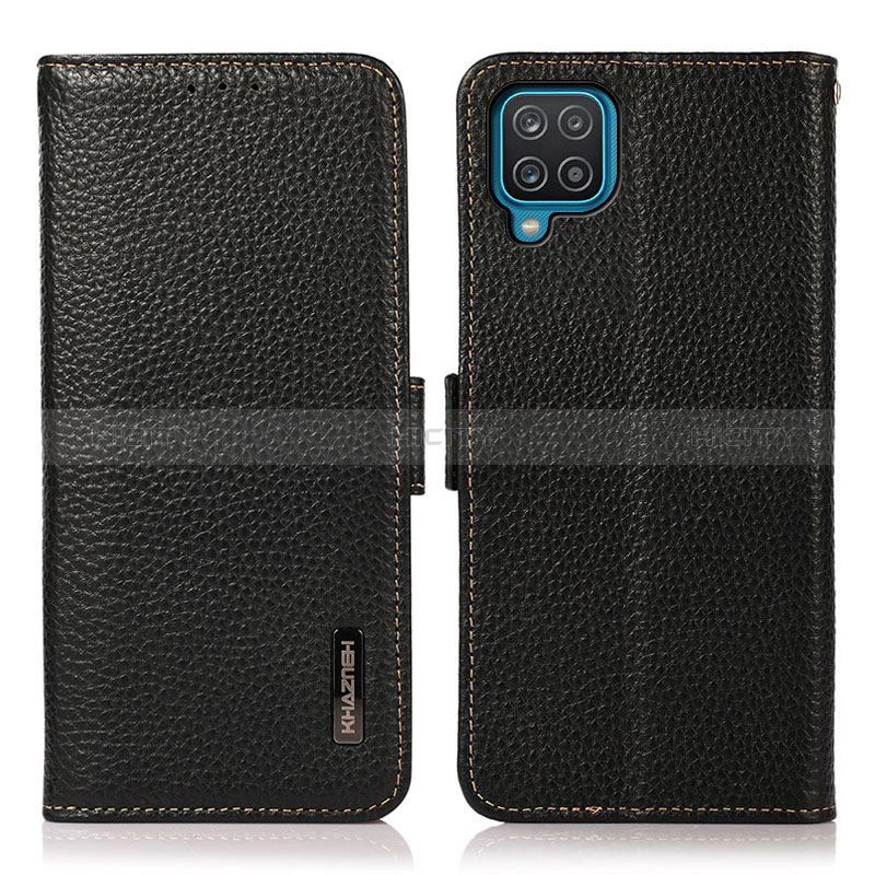Coque Portefeuille Livre Cuir Etui Clapet B03H pour Samsung Galaxy A12 Noir Plus