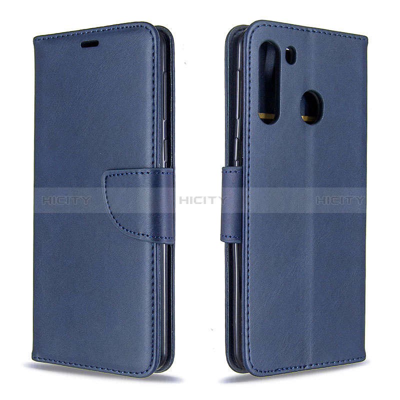 Coque Portefeuille Livre Cuir Etui Clapet B04F pour Samsung Galaxy A21 Bleu Plus