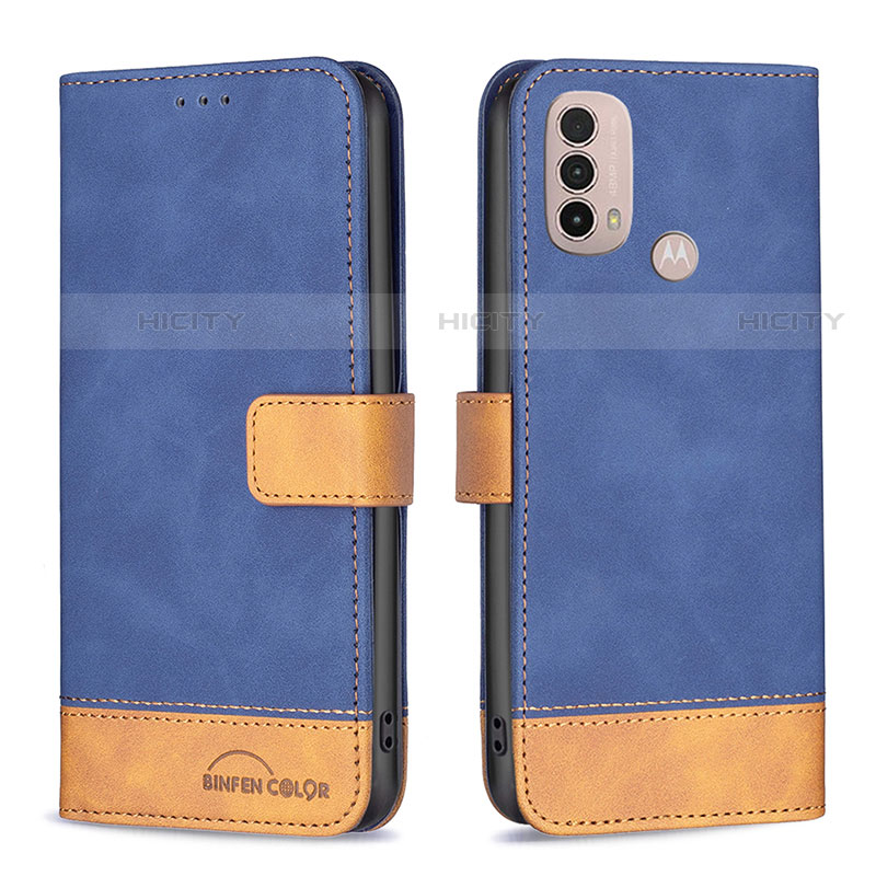 Coque Portefeuille Livre Cuir Etui Clapet B05F pour Motorola Moto E20 Bleu Plus