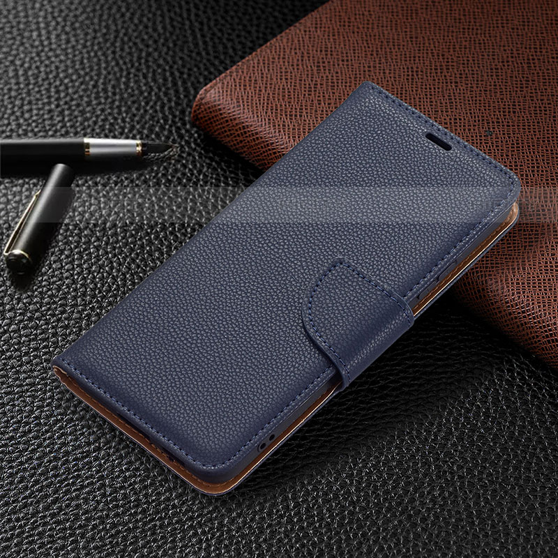 Coque Portefeuille Livre Cuir Etui Clapet B05F pour Samsung Galaxy S21 FE 5G Bleu Plus