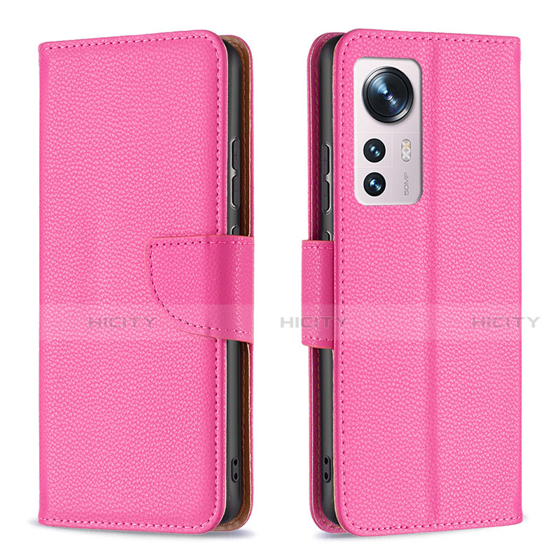 Coque Portefeuille Livre Cuir Etui Clapet B05F pour Xiaomi Mi 12 5G Rose Rouge Plus
