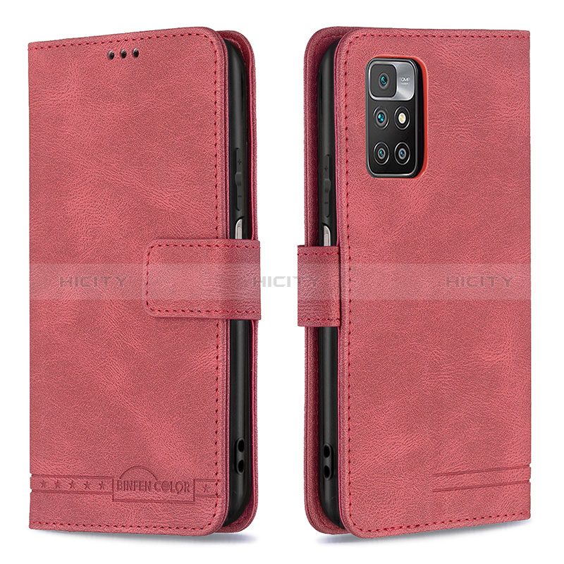 Coque Portefeuille Livre Cuir Etui Clapet B05F pour Xiaomi Redmi 10 (2022) Rouge Plus