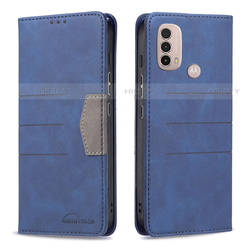 Coque Portefeuille Livre Cuir Etui Clapet B06F pour Motorola Moto E20 Bleu Plus