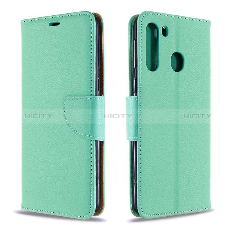 Coque Portefeuille Livre Cuir Etui Clapet B06F pour Samsung Galaxy A21 Vert Plus