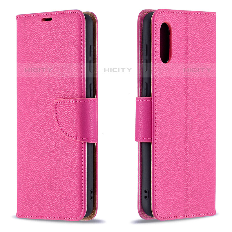 Coque Portefeuille Livre Cuir Etui Clapet B06F pour Samsung Galaxy M02 Rose Rouge Plus