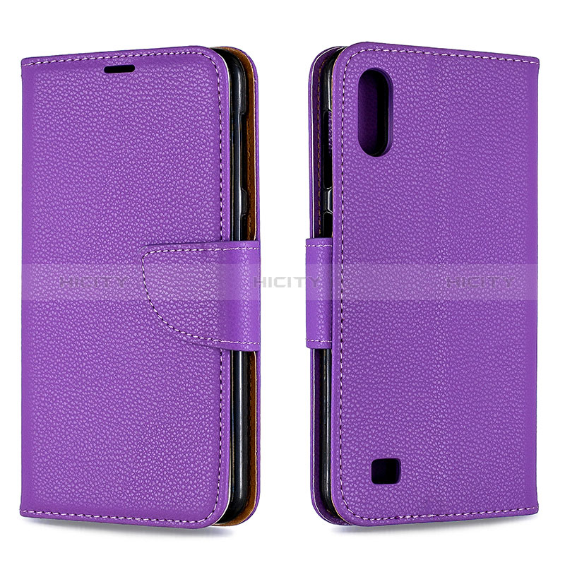Coque Portefeuille Livre Cuir Etui Clapet B06F pour Samsung Galaxy M10 Violet Plus