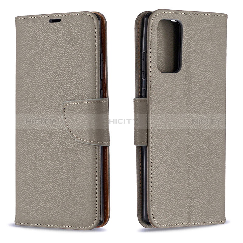 Coque Portefeuille Livre Cuir Etui Clapet B06F pour Samsung Galaxy Note 20 5G Gris Plus
