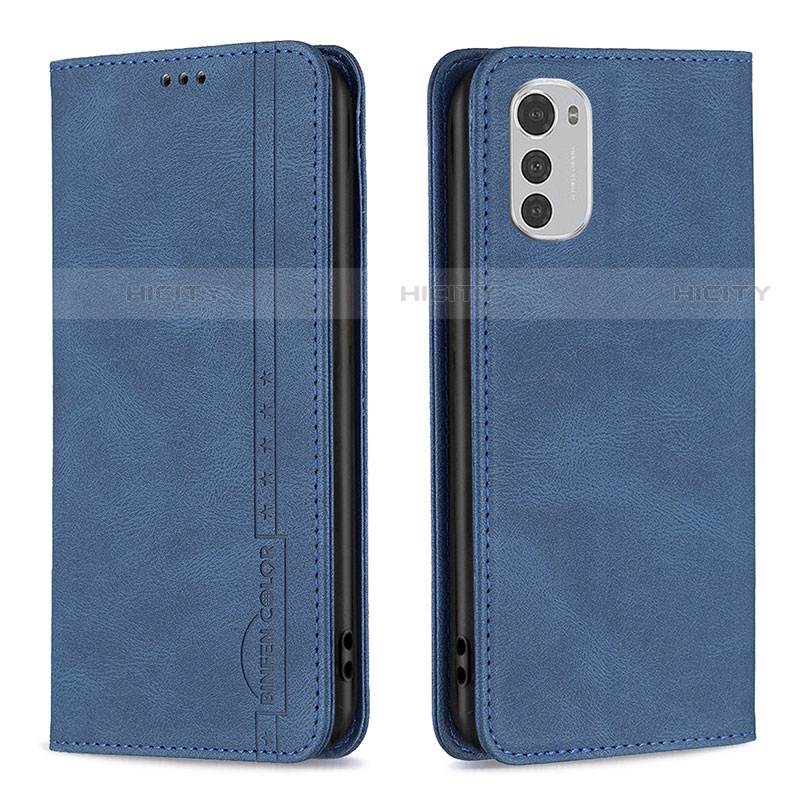 Coque Portefeuille Livre Cuir Etui Clapet B07F pour Motorola Moto E32s Bleu Plus