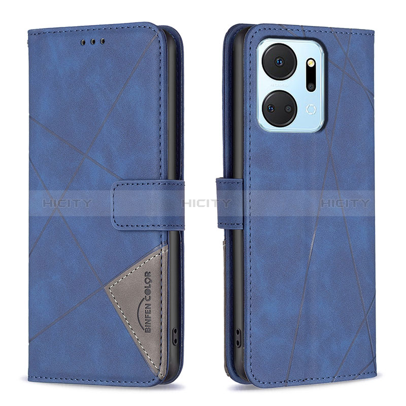 Coque Portefeuille Livre Cuir Etui Clapet B08F pour Huawei Honor X7a Bleu Plus