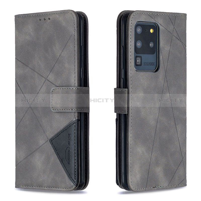 Coque Portefeuille Livre Cuir Etui Clapet B08F pour Samsung Galaxy S20 Ultra 5G Gris Plus