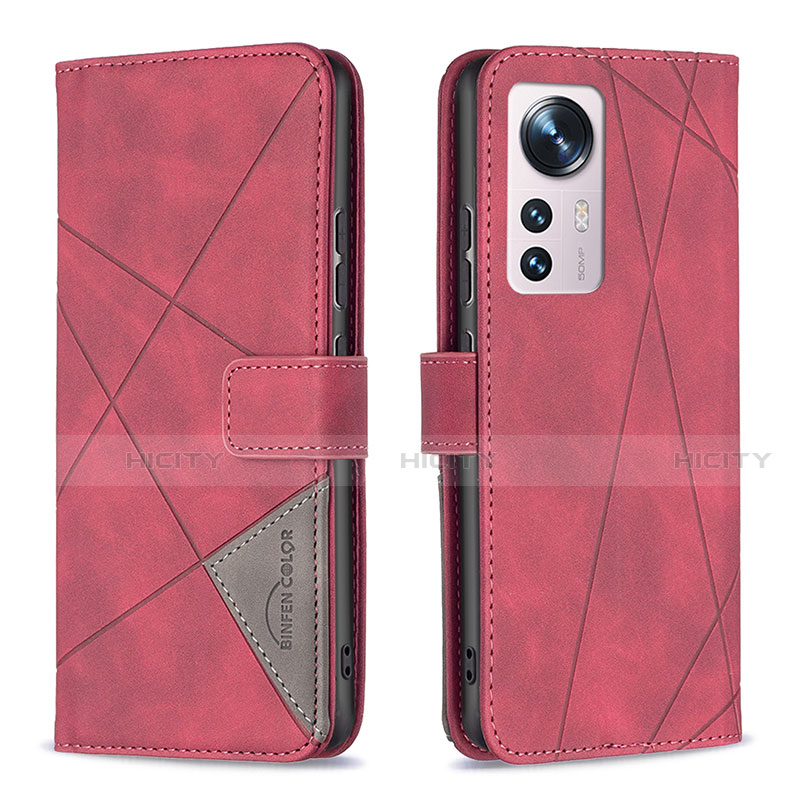 Coque Portefeuille Livre Cuir Etui Clapet B12F pour Xiaomi Mi 12 5G Rouge Plus