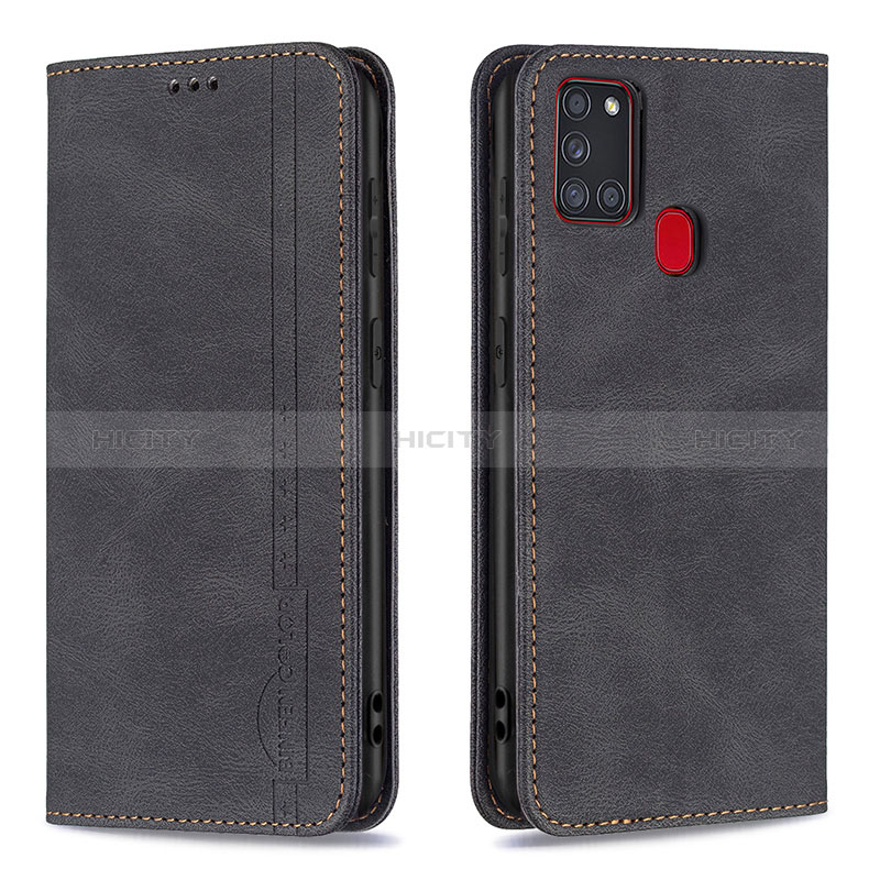 Coque Portefeuille Livre Cuir Etui Clapet B15F pour Samsung Galaxy A21s Noir Plus