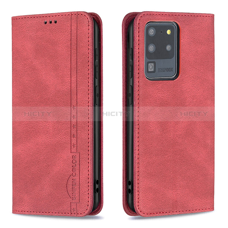 Coque Portefeuille Livre Cuir Etui Clapet B15F pour Samsung Galaxy S20 Ultra 5G Rouge Plus