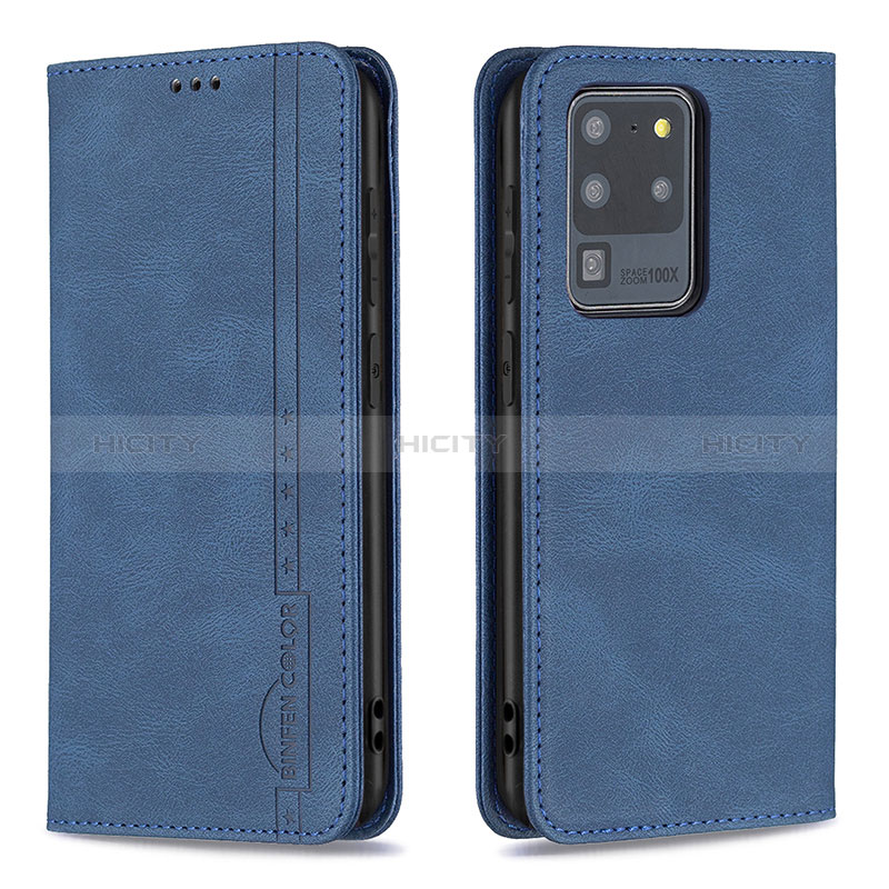 Coque Portefeuille Livre Cuir Etui Clapet B15F pour Samsung Galaxy S20 Ultra Bleu Plus