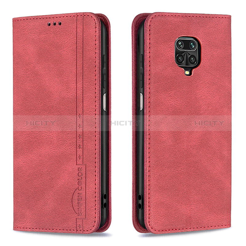 Coque Portefeuille Livre Cuir Etui Clapet B15F pour Xiaomi Redmi Note 9 Pro Max Rouge Plus