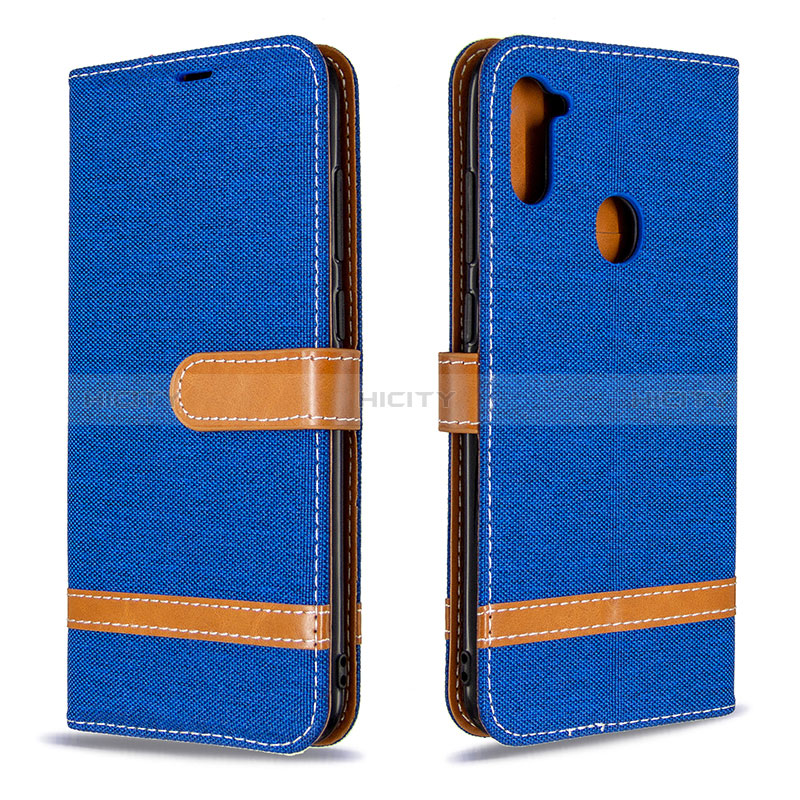 Coque Portefeuille Livre Cuir Etui Clapet B16F pour Samsung Galaxy A11 Bleu Plus