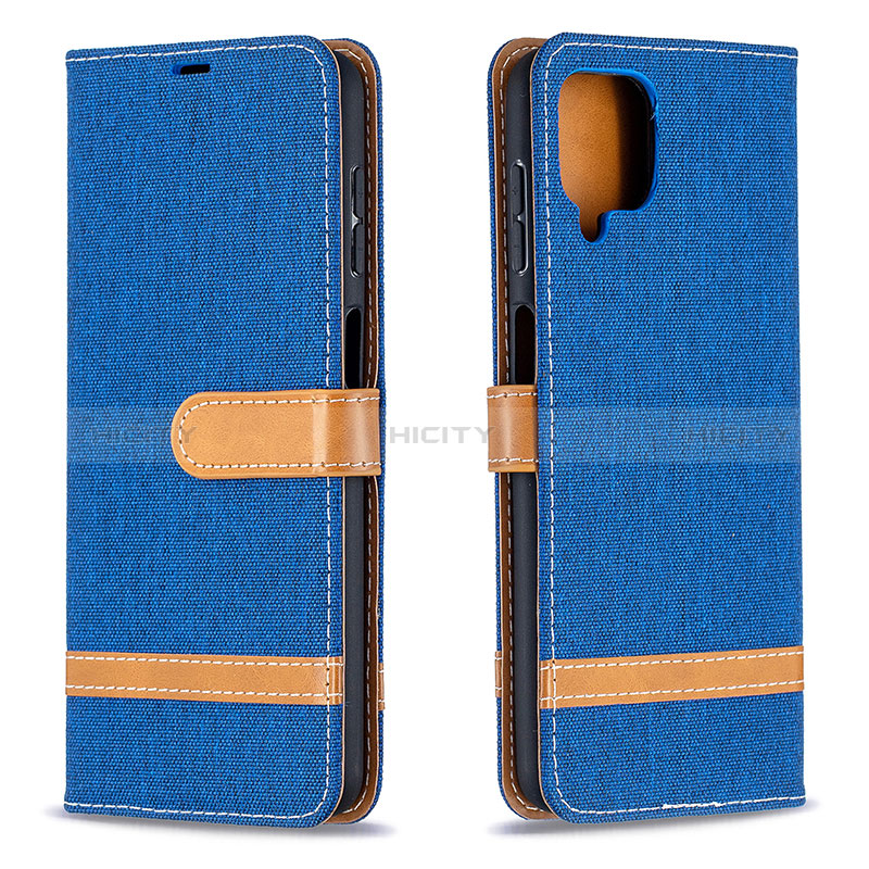 Coque Portefeuille Livre Cuir Etui Clapet B16F pour Samsung Galaxy A12 5G Bleu Plus