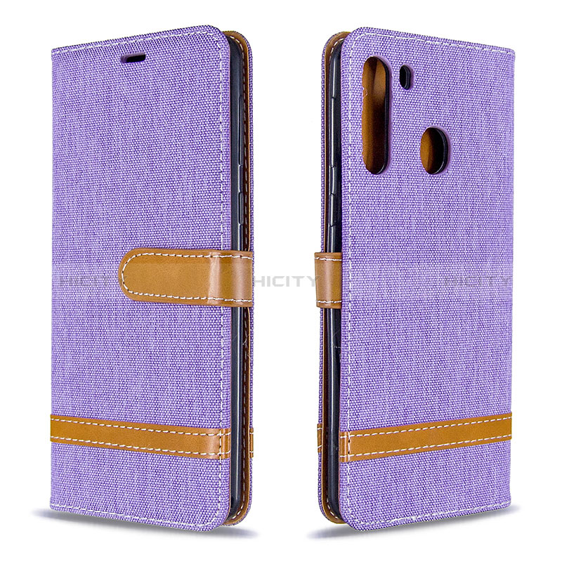 Coque Portefeuille Livre Cuir Etui Clapet B16F pour Samsung Galaxy A21 Violet Clair Plus