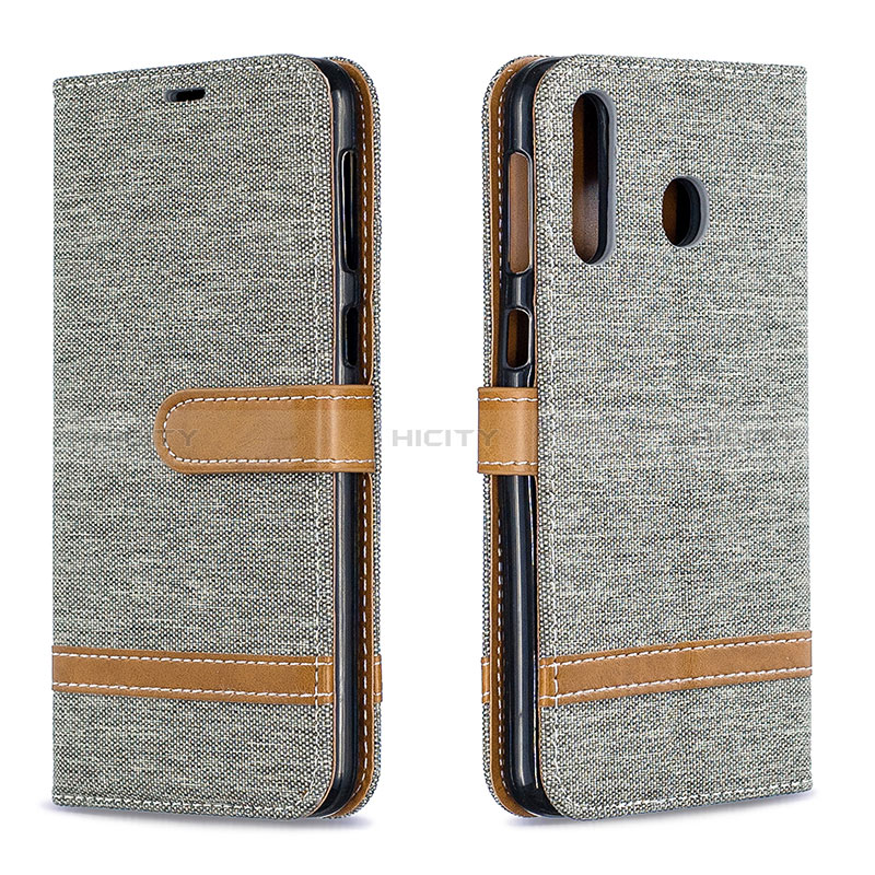 Coque Portefeuille Livre Cuir Etui Clapet B16F pour Samsung Galaxy A40s Gris Plus