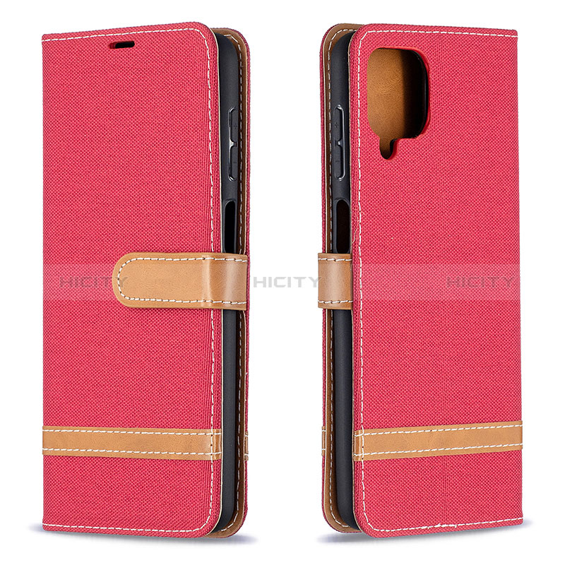Coque Portefeuille Livre Cuir Etui Clapet B16F pour Samsung Galaxy F12 Rouge Plus