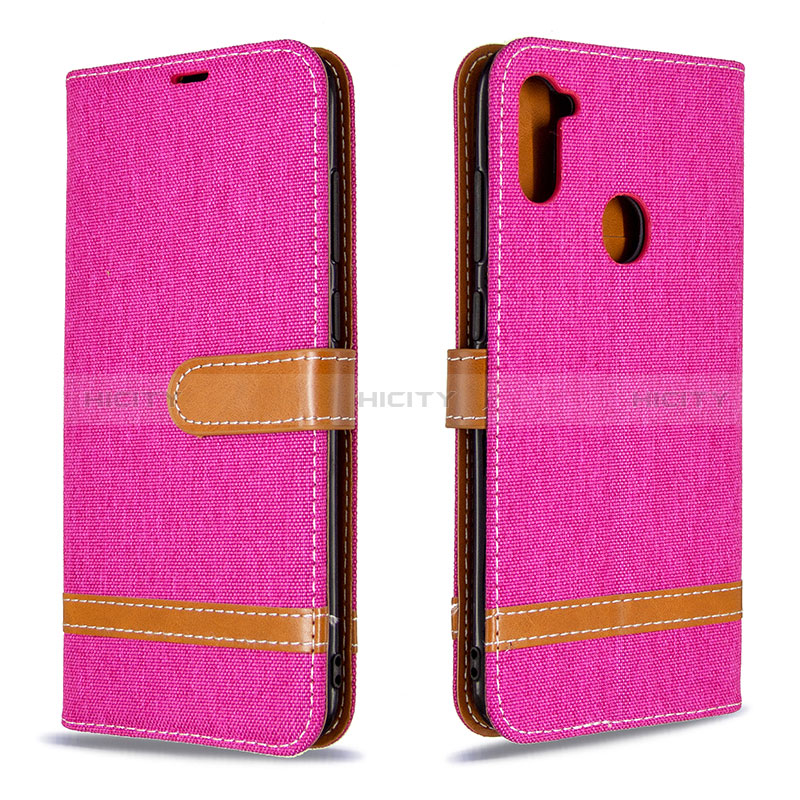 Coque Portefeuille Livre Cuir Etui Clapet B16F pour Samsung Galaxy M11 Rose Rouge Plus