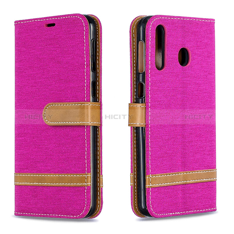 Coque Portefeuille Livre Cuir Etui Clapet B16F pour Samsung Galaxy M30 Rose Rouge Plus