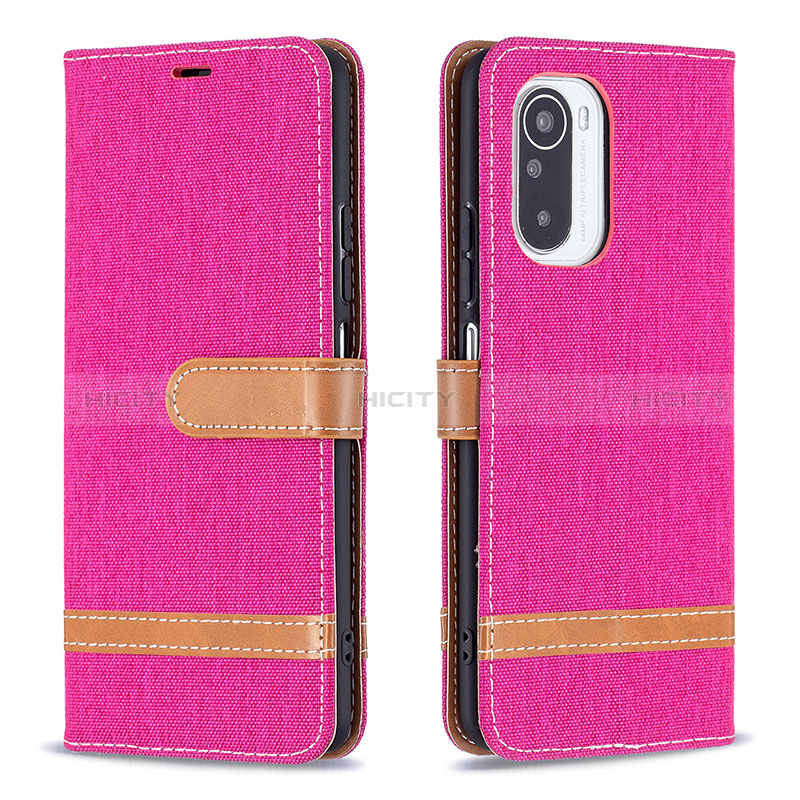 Coque Portefeuille Livre Cuir Etui Clapet B16F pour Xiaomi Redmi K40 5G Rose Rouge Plus