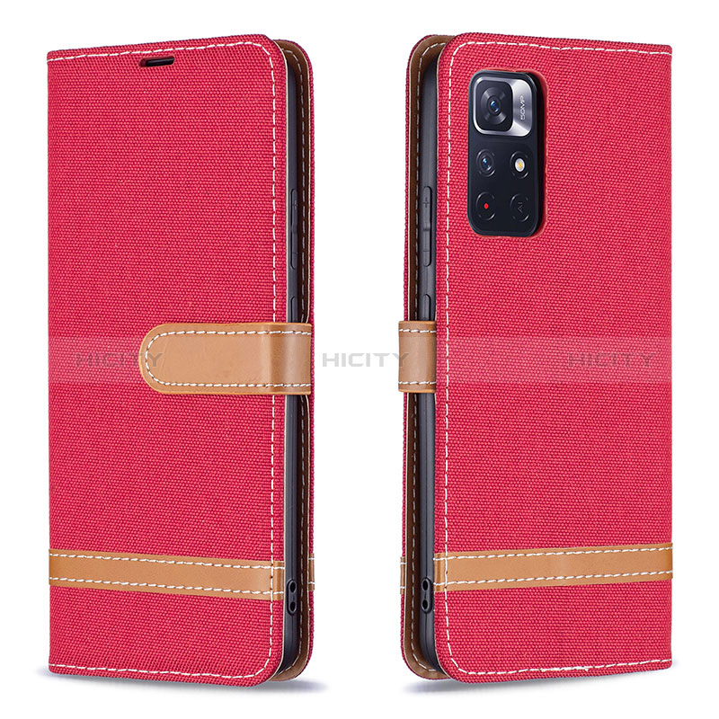 Coque Portefeuille Livre Cuir Etui Clapet B16F pour Xiaomi Redmi Note 11S 5G Rouge Plus