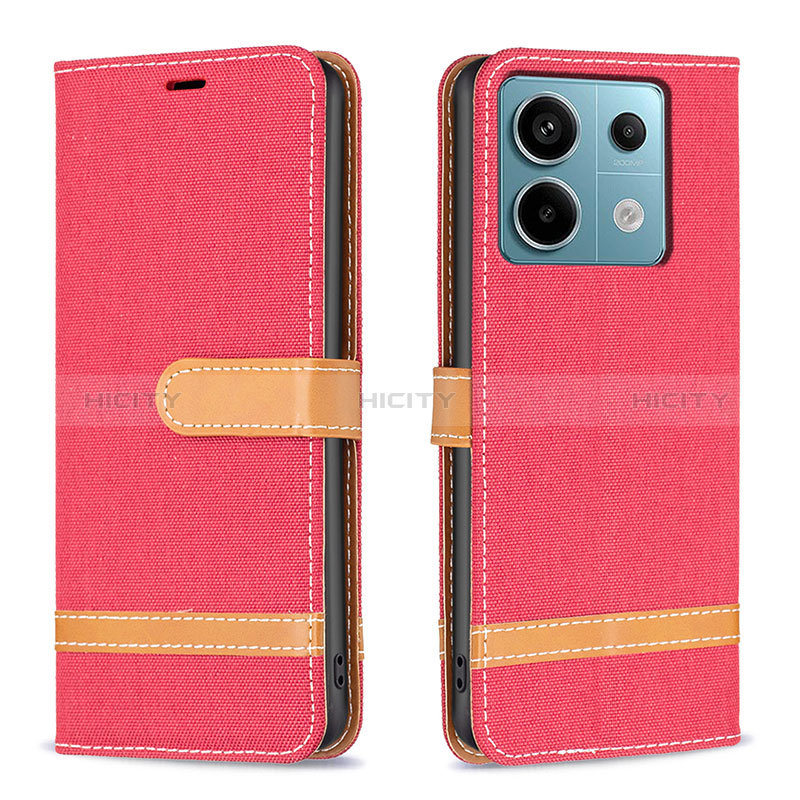 Coque Portefeuille Livre Cuir Etui Clapet B16F pour Xiaomi Redmi Note 13 Pro 5G Rouge Plus
