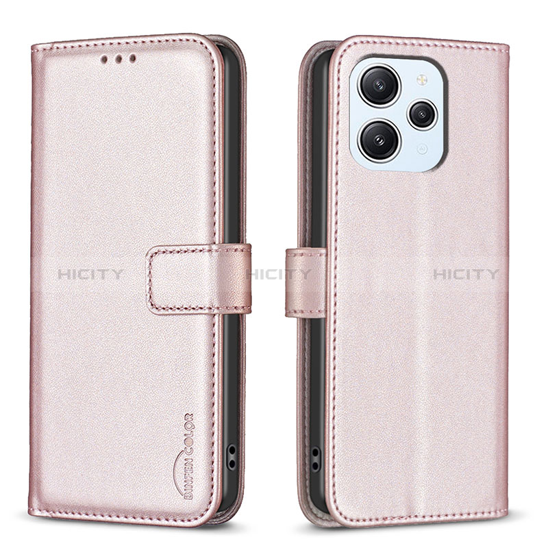 Coque Portefeuille Livre Cuir Etui Clapet B17F pour Xiaomi Redmi 12 4G Or Rose Plus