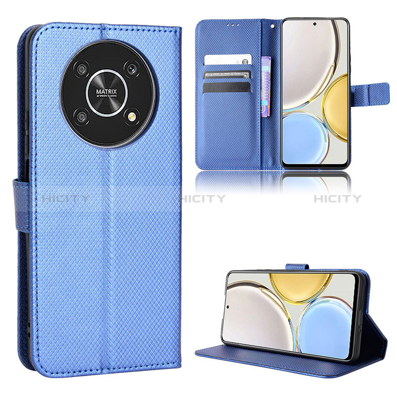 Coque Portefeuille Livre Cuir Etui Clapet BY1 pour Huawei Honor X9 5G Bleu Plus