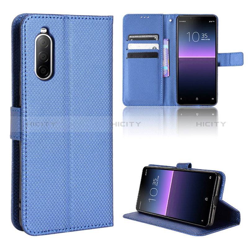 Coque Portefeuille Livre Cuir Etui Clapet BY1 pour Sony Xperia 10 II Bleu Plus