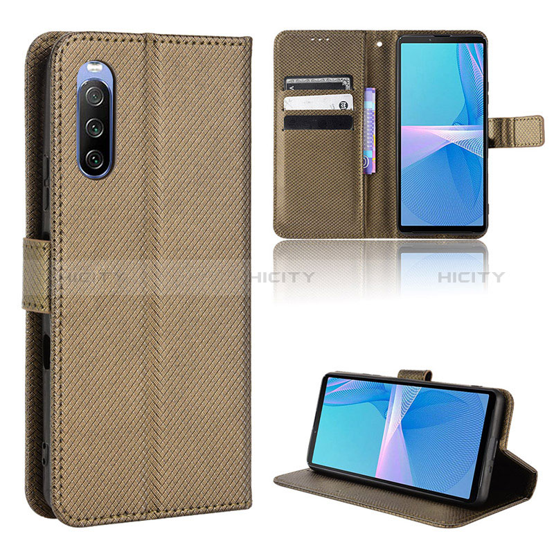 Coque Portefeuille Livre Cuir Etui Clapet BY1 pour Sony Xperia 10 III Lite Marron Plus