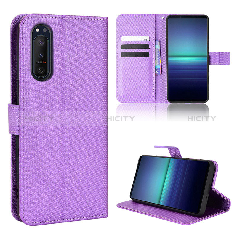 Coque Portefeuille Livre Cuir Etui Clapet BY1 pour Sony Xperia 5 II Violet Plus