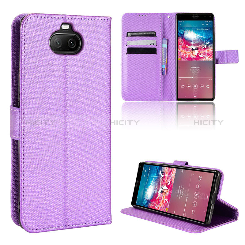 Coque Portefeuille Livre Cuir Etui Clapet BY1 pour Sony Xperia 8 Violet Plus