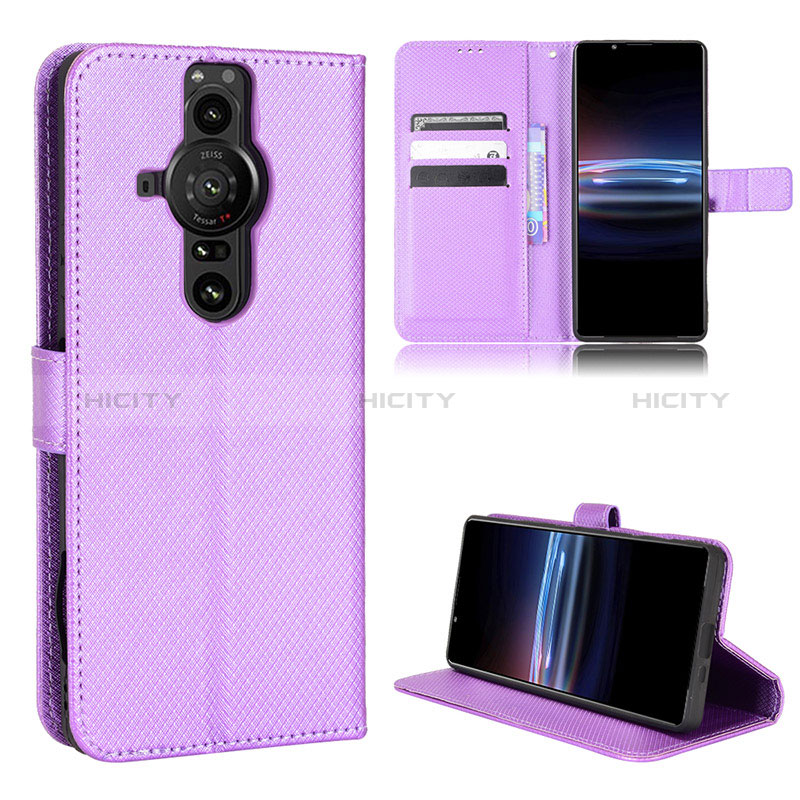 Coque Portefeuille Livre Cuir Etui Clapet BY1 pour Sony Xperia PRO-I Violet Plus