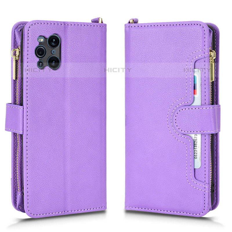 Coque Portefeuille Livre Cuir Etui Clapet BY2 pour Oppo Find X3 Pro 5G Violet Plus