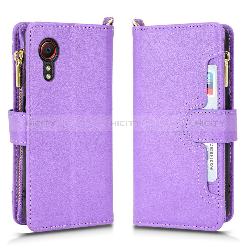 Coque Portefeuille Livre Cuir Etui Clapet BY2 pour Samsung Galaxy XCover 5 SM-G525F Violet Plus