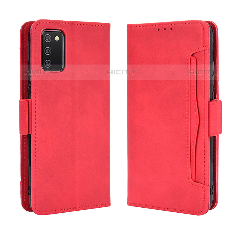 Coque Portefeuille Livre Cuir Etui Clapet BY3 pour Samsung Galaxy M02s Rouge Plus