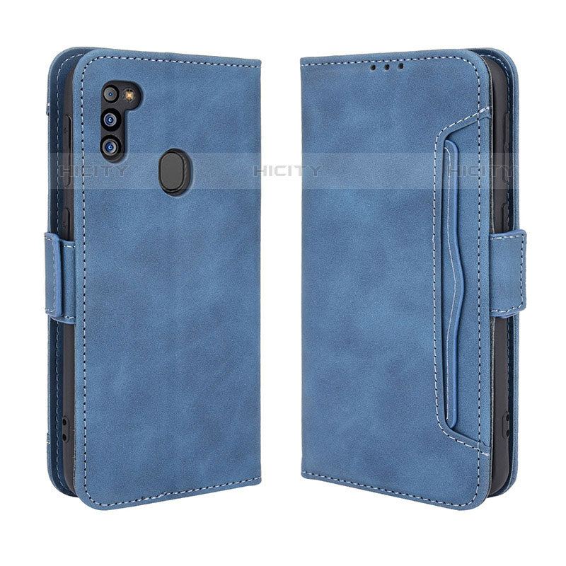 Coque Portefeuille Livre Cuir Etui Clapet BY3 pour Samsung Galaxy M21 (2021) Bleu Plus