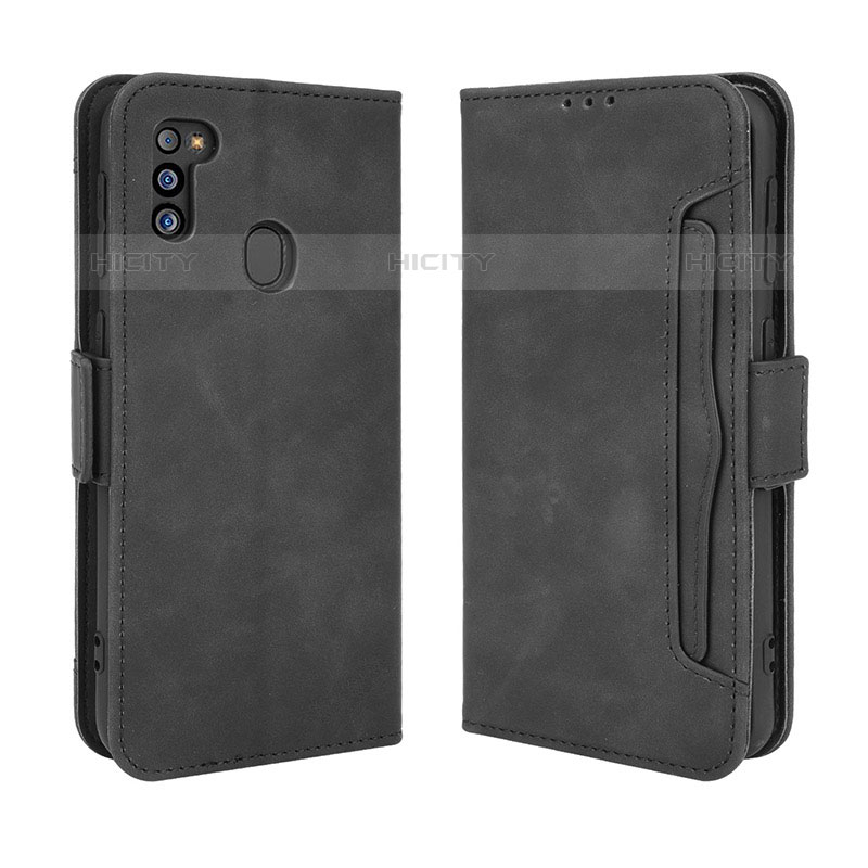 Coque Portefeuille Livre Cuir Etui Clapet BY3 pour Samsung Galaxy M21 (2021) Noir Plus