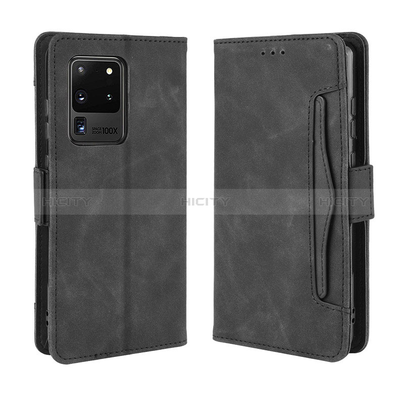 Coque Portefeuille Livre Cuir Etui Clapet BY3 pour Samsung Galaxy S20 Ultra 5G Noir Plus