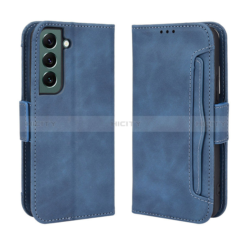 Coque Portefeuille Livre Cuir Etui Clapet BY3 pour Samsung Galaxy S23 5G Bleu Plus