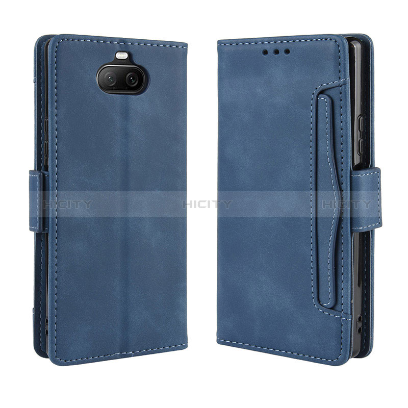 Coque Portefeuille Livre Cuir Etui Clapet BY3 pour Sony Xperia 8 Bleu Plus