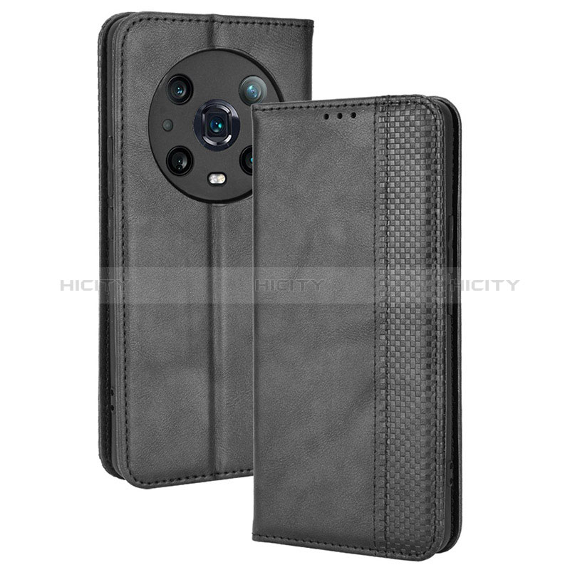 Coque Portefeuille Livre Cuir Etui Clapet BY4 pour Huawei Honor Magic4 Pro 5G Noir Plus