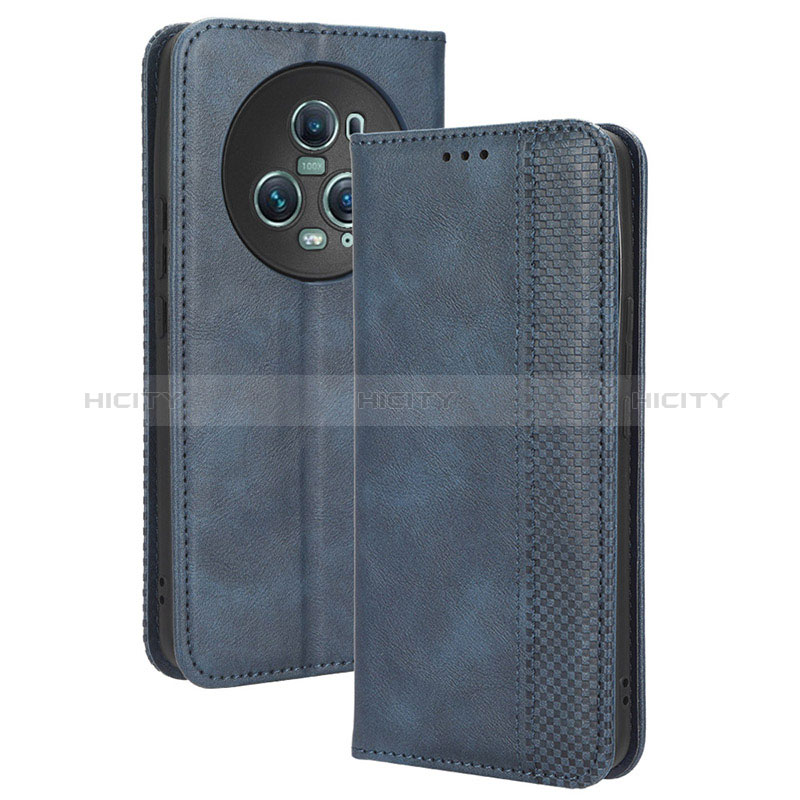 Coque Portefeuille Livre Cuir Etui Clapet BY4 pour Huawei Honor Magic5 Pro 5G Bleu Plus