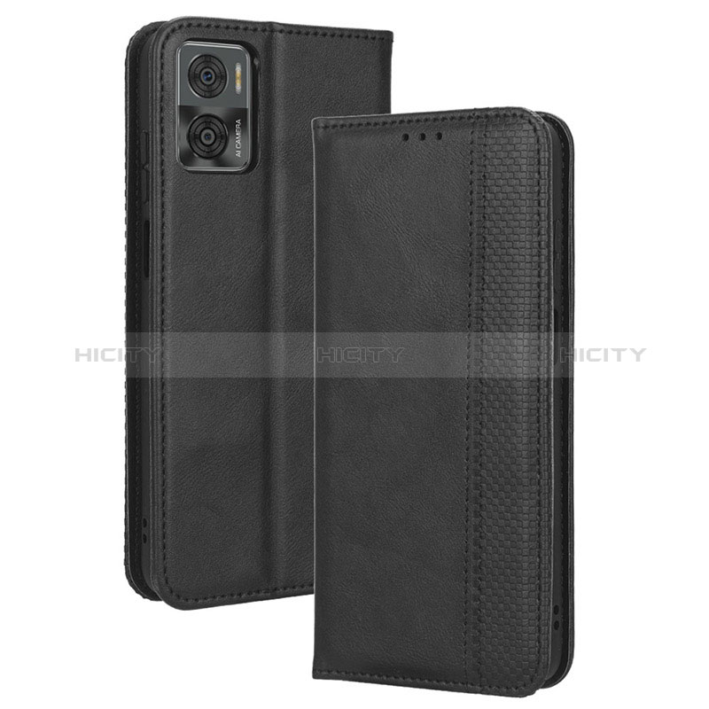 Coque Portefeuille Livre Cuir Etui Clapet BY4 pour Motorola Moto E22 Noir Plus